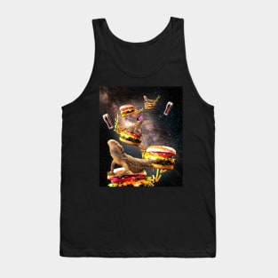 Galaxy Bearded Dragon On Burger - Space Cheeseburger Lizard Tank Top